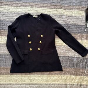 Marled Black Double-Breasted Women's sweater Jacket